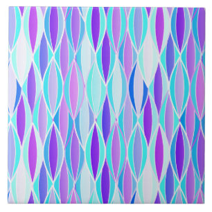 Azulejo De Cerâmica Impressão de fita do século médio - violeta e aqua
