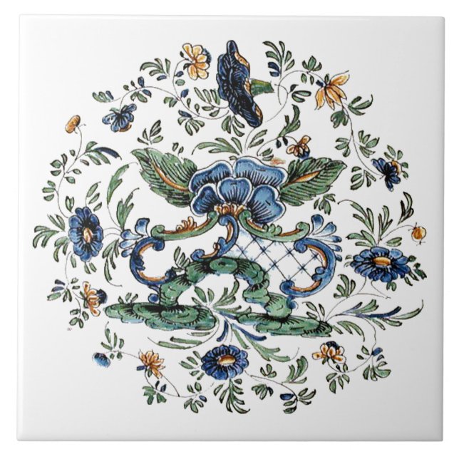 Azulejo De Cerâmica Impressão de Flor Pintado Italiano (Frente)