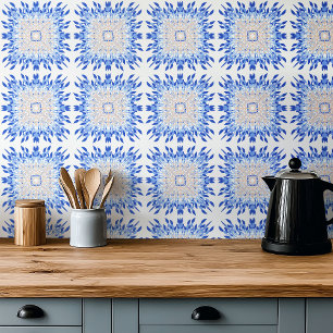 Azulejo De Cerâmica Impressão de floral litoral azul