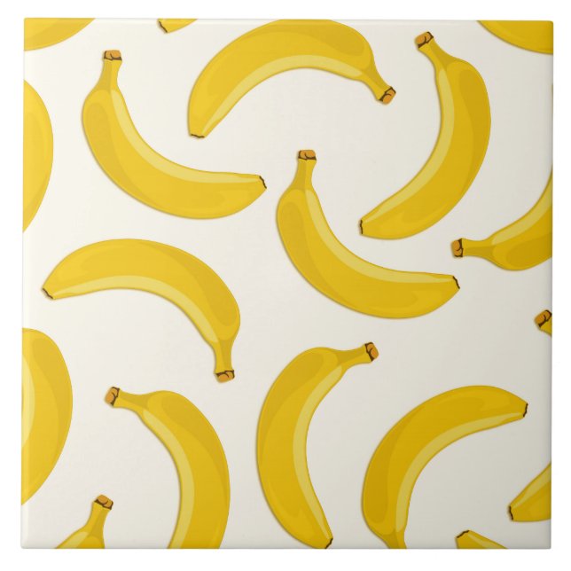 Azulejo De Cerâmica Impressão de Fruta tropical Bananas, amarela e bra (Frente)