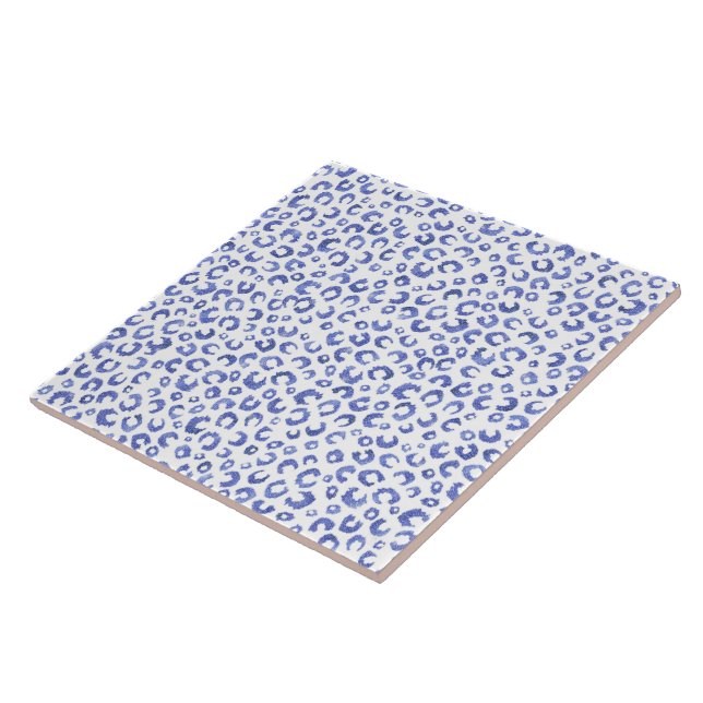 Azulejo De Cerâmica Impressão de Leopardo Azul Branco (Lateral)