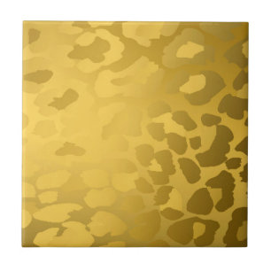 Azulejo De Cerâmica Impressão de Leopardo em Dourado