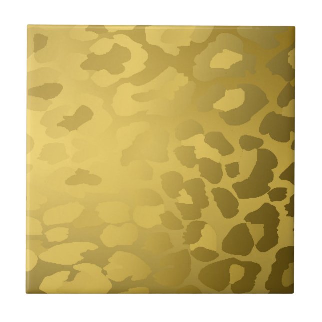 Azulejo De Cerâmica Impressão de Leopardo em Dourado (Frente)