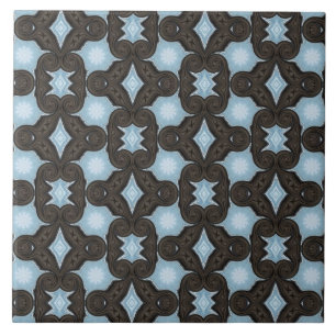 Azulejo De Cerâmica Impressão de padrão castanho e azul