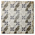 Azulejo De Cerâmica Impressão de papel para pássaro neutro em Vintage<br><div class="desc">Textura falsa rustica de cores neutras e padrão de colheita de aves em um fundo de aparência antiga. Perfeito para uma fazenda e um azulejo de cerâmica de decoração de casacos. 100% de satisfação do cliente com o "Zazzle" todos os dias.</div>