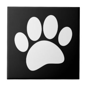 Azulejo De Cerâmica Impressão de Pata de Cachorro Branca