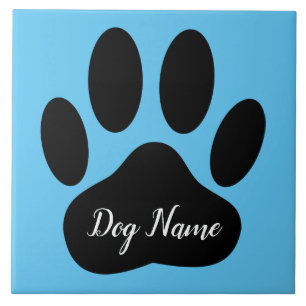 Azulejo De Cerâmica Impressão de Pata de Cachorro Com Nome Editável