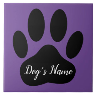 Azulejo De Cerâmica Impressão de Pata de Cão com Nome Personalizado