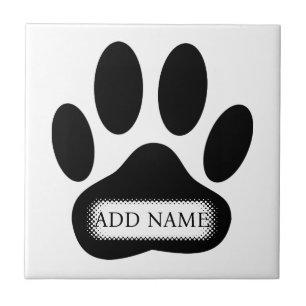 Azulejo De Cerâmica Impressão de Pata de Cão com Nome Personalizado