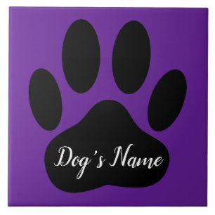 Azulejo De Cerâmica Impressão de Pata de Cão com Nome Personalizado