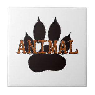 Azulejo De Cerâmica Impressão de Paw Animal Preto