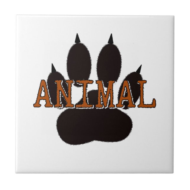 Azulejo De Cerâmica Impressão de Paw Animal Preto (Frente)