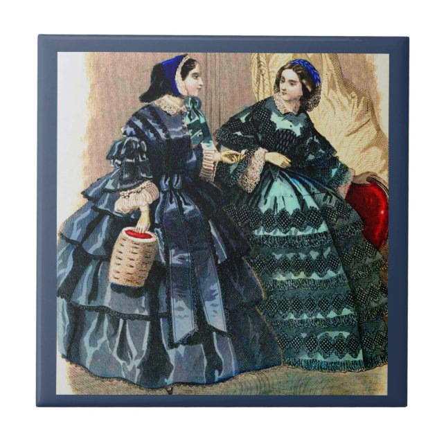Azulejo De Cerâmica impressão de prancha de moda de 1858 (Frente)