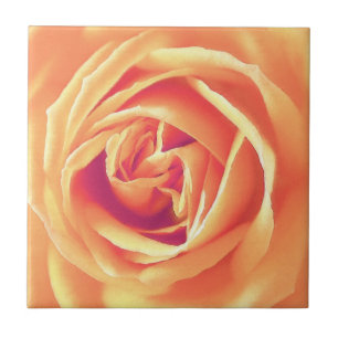 Azulejo De Cerâmica impressão de rosa de laranja de Pastel