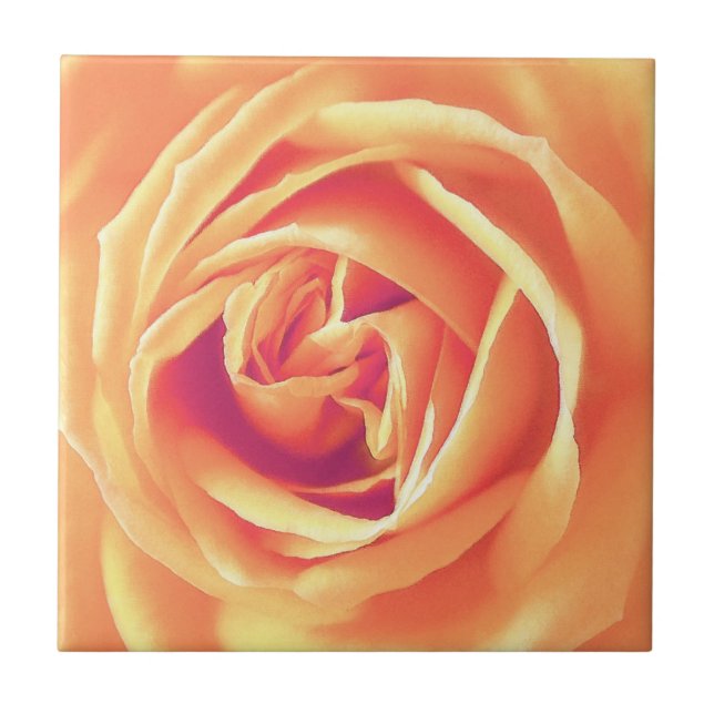 Azulejo De Cerâmica Impressão de rosa de laranja pastel (Frente)