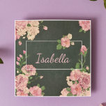 Azulejo De Cerâmica Impressão de Rosas Rosa, nome personalizado<br><div class="desc">Perfeito para uma garota,  quarto de bebê,  chá ou festa. Fácil de personalizar.</div>