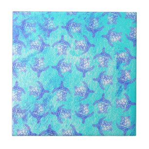 Azulejo De Cerâmica Impressão de Tartaruga do Mar Azul
