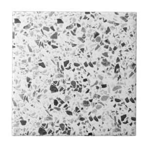 Azulejo De Cerâmica Impressão de Terrazzo, negro e carvão vegetal