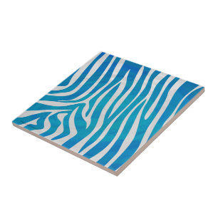 Azulejo De Cerâmica Impressão de Zebra Azul e Branco