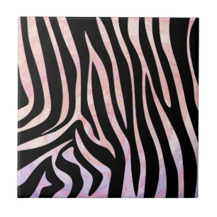 Azulejo De Cerâmica Impressão de Zebra Preta e Rosa