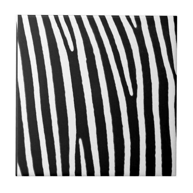 Azulejo De Cerâmica Impressão de zebra, Stripes preto e branco. (Frente)