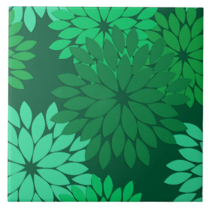 Azulejo De Cerâmica Impressão do quimono, esmeralda e verde de jade