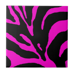 Azulejo De Cerâmica Impressão em animais com faixa de zebra rosa