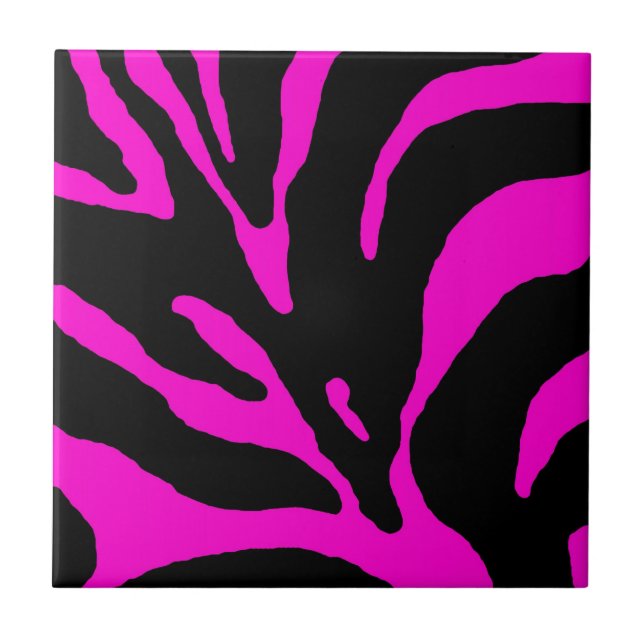 Azulejo De Cerâmica Impressão em animais com faixa de zebra rosa (Frente)