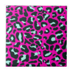 Azulejo De Cerâmica Impressão em animais Leopardo Cor-de-Rosa Moderna<br><div class="desc">Sempre tende cor sólida rosa quente. Safari selvagem e impressão animal selvagem. Pequena e fina gueparda moderna,  a pele-leopardo impressa em branco e menta pastel e cor rosa. Pequena impressão animal de leopardo chita.</div>