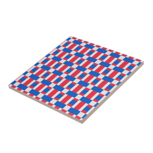 Azulejo De Cerâmica Impressão em bloco de cor vermelho branco e azul 