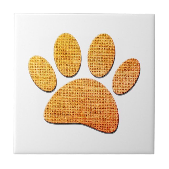 Azulejo De Cerâmica Impressão Envelhecida de Pata de Cachorro em Sacar (Frente)