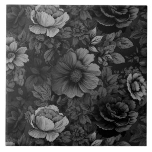 Azulejo De Cerâmica Impressão Floral de Vintage a cores sem som