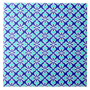 Azulejo De Cerâmica Impressão floral, turquesa e azuis cobaltos do