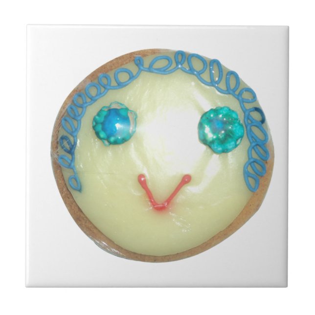 Azulejo De Cerâmica Impressão/Gráfico de Cabelo Azul Emoji Art (Frente)