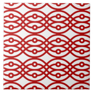 Azulejo De Cerâmica impressão Kimono, branco e vermelho escuro