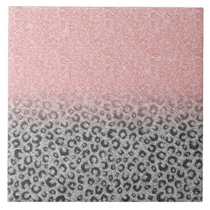 Azulejo De Cerâmica Impressão Leopard Glitter Glitter Elegante e Rosa