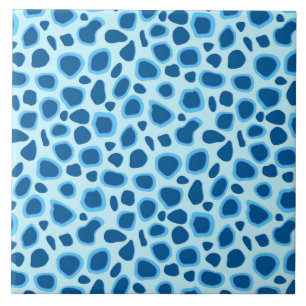 Azulejo De Cerâmica Impressão Leopardo - Cobalto Escuro e Azul-Céu