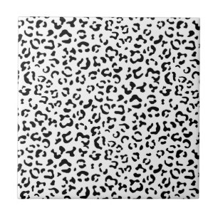 Azulejo De Cerâmica Impressão Leopardo, Manchas Leopardo, Preto E Bran