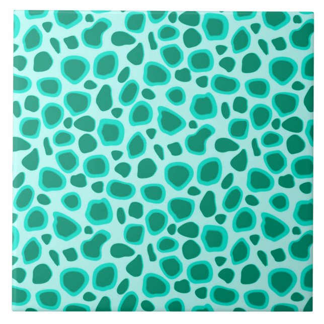 Azulejo De Cerâmica Impressão Leopardo - Turquesa e Aqua (Frente)
