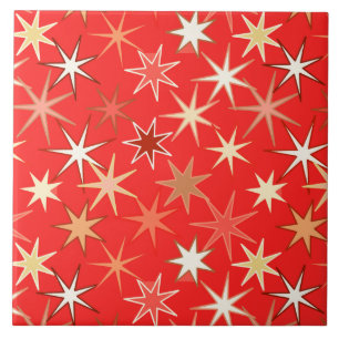 Azulejo De Cerâmica Impressão Modern Starburst, Profundo Mandarin Ora
