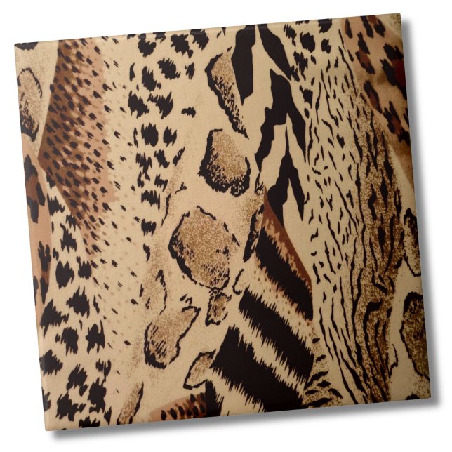 Azulejo De Cerâmica Impressão na moda Trendy Animal (Stylish Cheetah Leopard Zebra Animal Print Pattern Ceramic Tile)