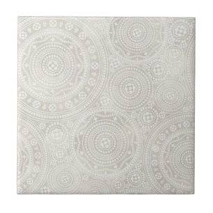 Azulejo De Cerâmica Impressão neutro da mandala do Doily do laço do