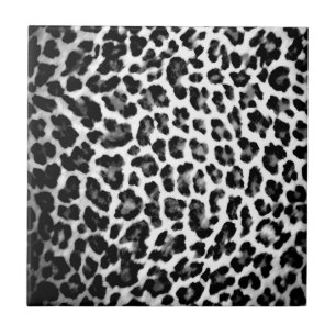 Azulejo De Cerâmica Impressão preto & branco do leopardo