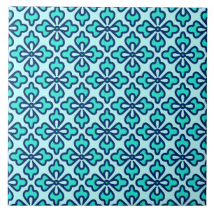 Azulejo De Cerâmica Impressão quimono, turquesa, marinho e aqua