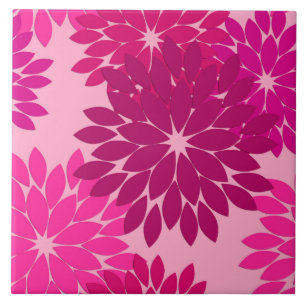 Azulejo De Cerâmica Impressão, rosa, fúcsia e vinho florais modernos