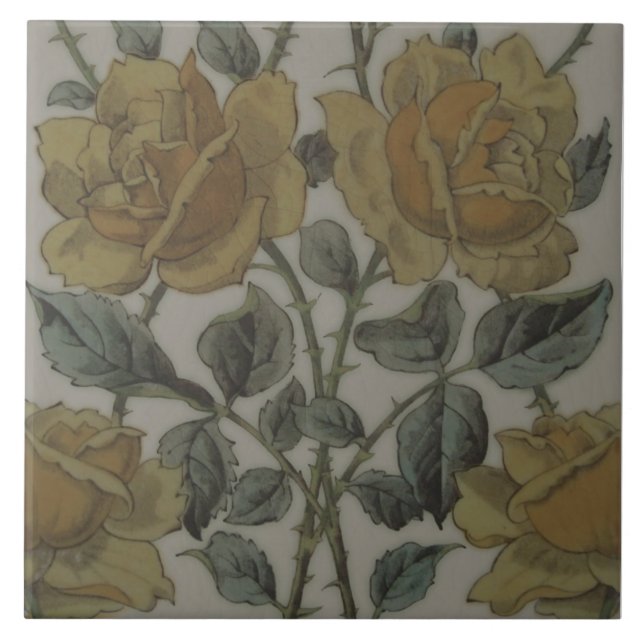 Azulejo De Cerâmica Impressão & Tint Repro 1800 - Rosas Amarelas (Frente)