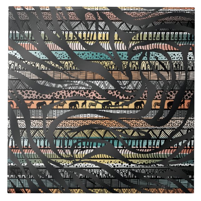 Azulejo De Cerâmica Impressão Tribal African Pattern Zebra (Frente)