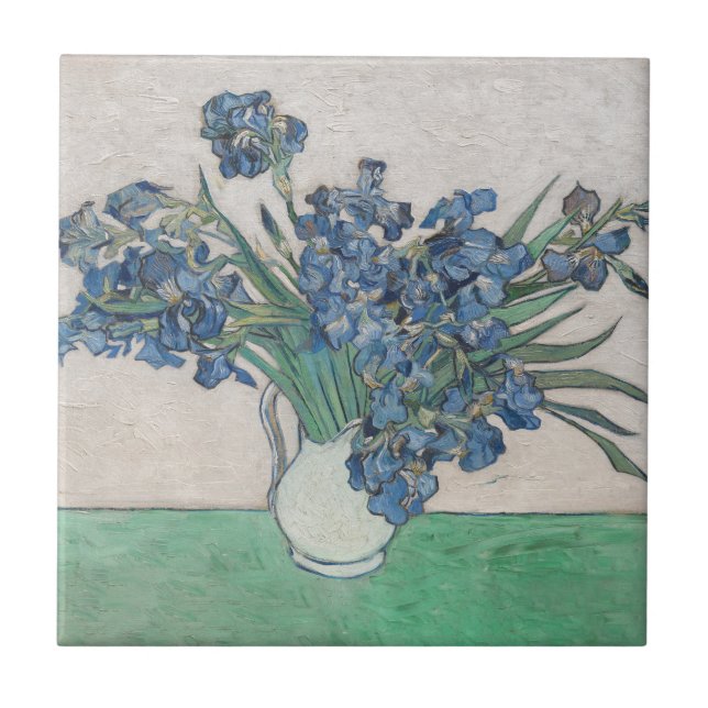 Azulejo De Cerâmica Impressionismo da pintura de Van Gogh Iris Vase (Frente)