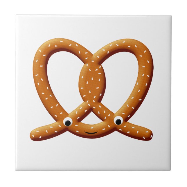 Azulejo De Cerâmica Impressões De Desenho Pretzel Cute (Frente)