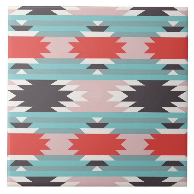 Azulejo De Cerâmica Impressões tribais astecas do nativo americano do (Frente)